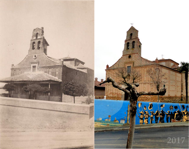 Fotografía de la ermita de Santo Toribio en los años 70 y la misma foto en 2017