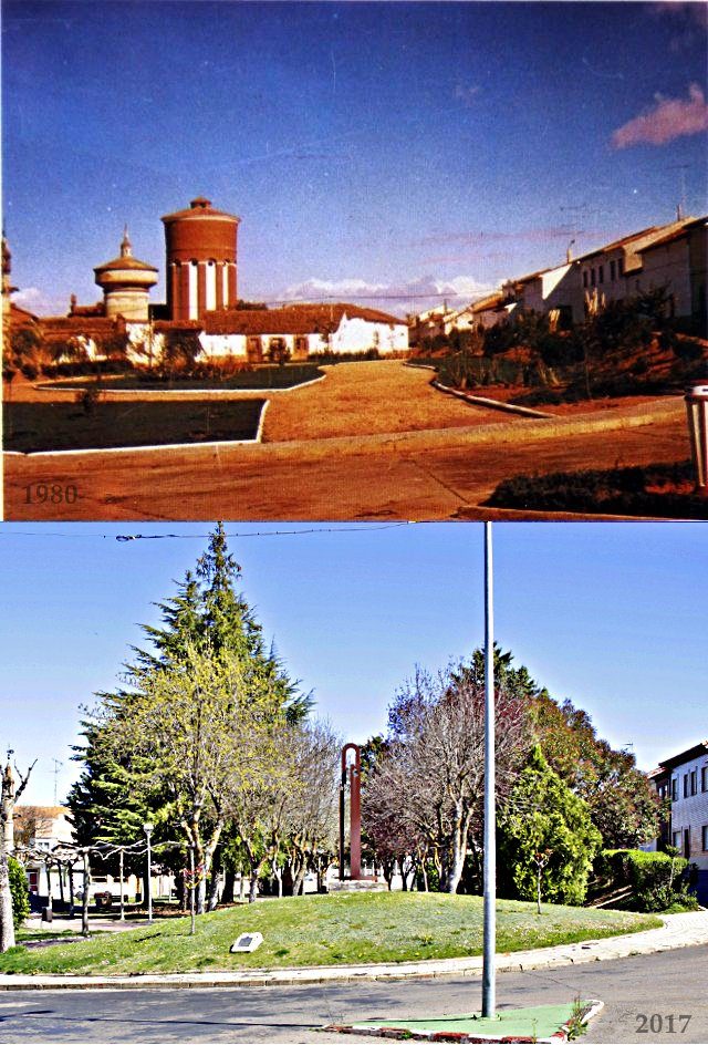 Foto comparativa del Rollo de Mayorga en 1980 y 2017